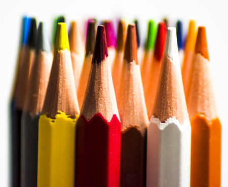 Colored pencils isolated on white backgroundの写真素材