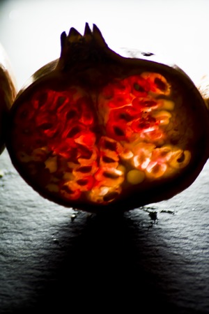 Detail of Tasty Pomegranate isolated backlitの写真素材