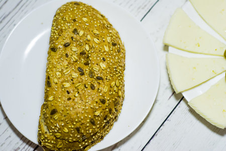 Healthy food on a white wooden table