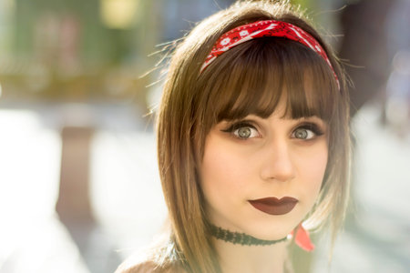 Portrait of a beautiful woman  in the street 