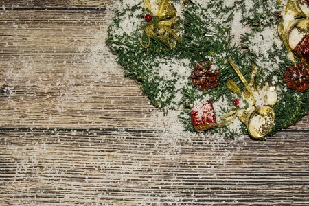 Christmas Decoration On Wooden Backgroundの写真素材