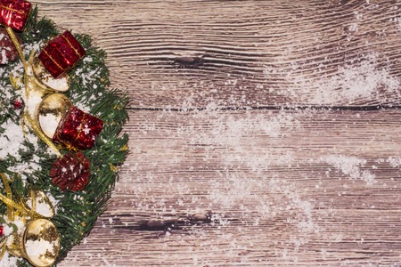 Christmas Decoration On Wooden Backgroundの写真素材