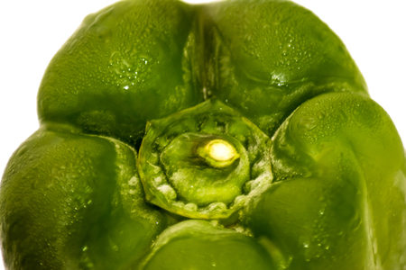 Green bell pepper isolated on white backgroundの写真素材