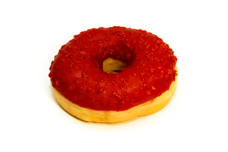 Sweet tasty donut with colorful sprinkles isolated on white backgroundの写真素材