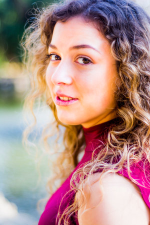 Portrait of beautiful woman in the park