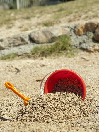 bucket in the sandの写真素材