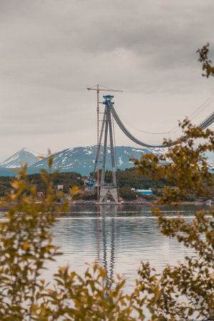 New bridge under construction on a fall day