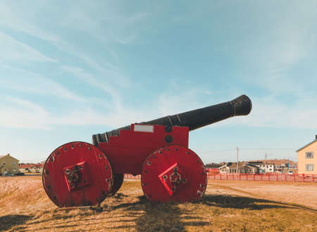 Norway Vardo, old 12 pound canon outside Vardohus fortress on a summer dayのeditorial素材