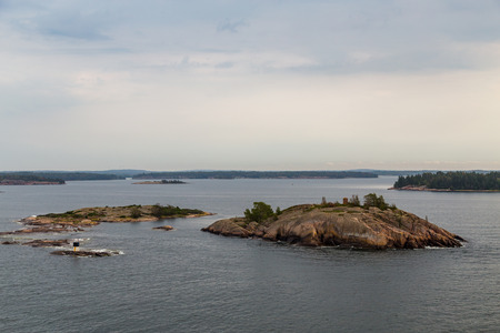 Rocky islands outside Mariehamn Ãland Finlandin the archipelagoの写真素材