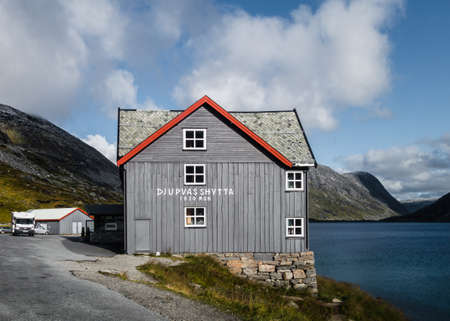 Editorial 09.07.2019 Geiranger Norway Djupvasshytta is 1030 m above sea level at Dalsnibba about 16 km away form Geirangerのeditorial素材