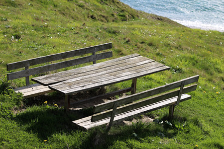 Wooden Bench Near the Sea