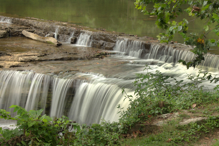Double water fallの写真素材