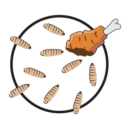 Black Solder Fly larvae asset vector illustrationのイラスト素材