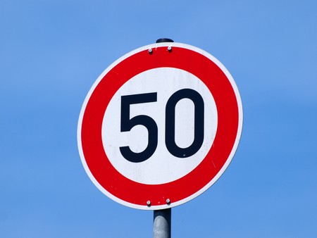 Traffic sign, speed limit in Germany,の写真素材