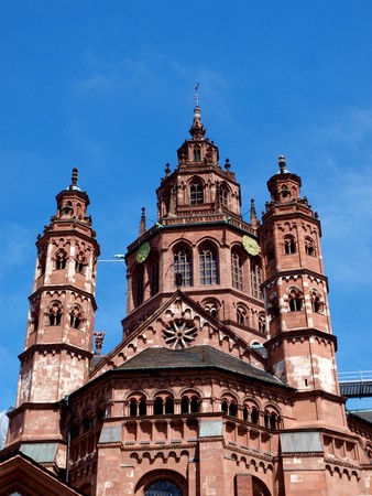 Frontview on Mainz Cathedral, Germanyの写真素材