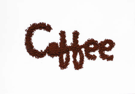 Coffee powder make the words 'Coffee' on white backgroundの写真素材