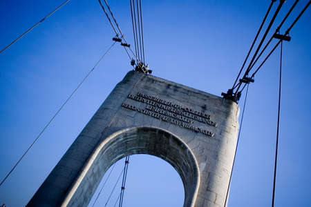 Nice perspective of romantic bridge in Europeの写真素材