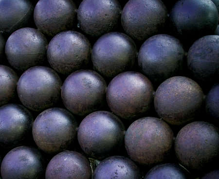 Cannonballs in historic part of Europe closelyの写真素材