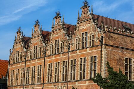 Western facade with windows of Great Arsenal in Gdansk, Polandの写真素材