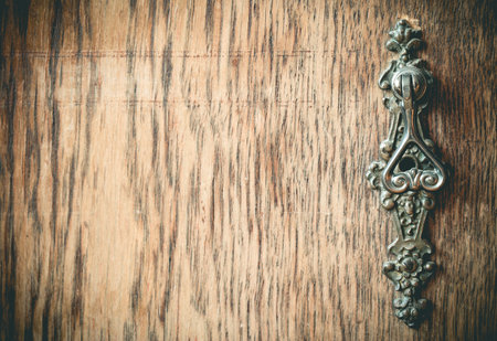 Antique vintage wooden wardrobe closed with key
