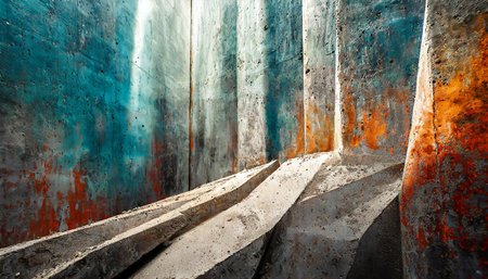 Abstract concrete structure painted on concrete wallの写真素材