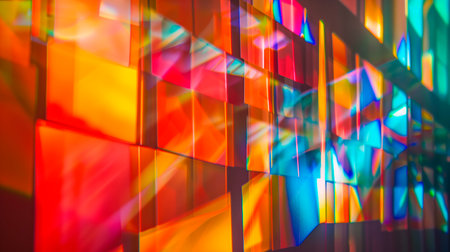 Abstract patterns created by light dispersed by prism, abstract background, AI generated imageの写真素材