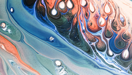 Abstract liquid paint and water pattern full of vibrant colors and energy, AI generated imageの写真素材