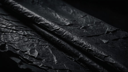 The image shows a close-up view of a black paper background, uniquely textured with numerous...