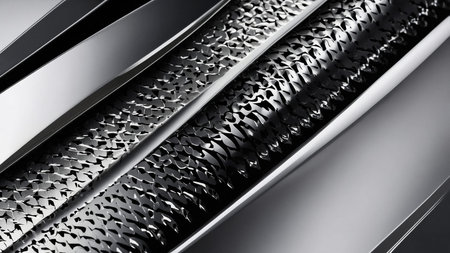 This image depicts a complex arrangement of abstract gray and black lines, both vertical and...