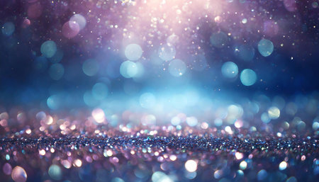 This image features a beautiful glittery surface with a blend of purple, blue, and white bokeh...