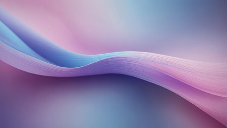 This abstract image features fluid waves in soft pastel colors, transitioning seamlessly from pink...