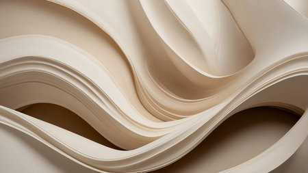 This image features abstract, smooth, flowing beige shapes and curves, evoking an elegant and fluid...