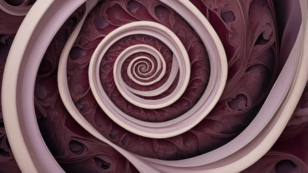 This image showcases a captivating fractal spiral with intricate patterns and rich shades of purple...