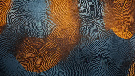 This image features a colorful swirling abstract pattern with intricate fingerprint-like lines,...