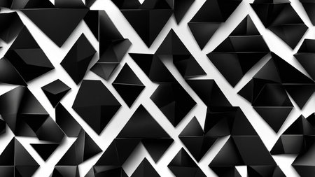 This image showcases a geometric abstract pattern composed of black and white 3D cubes, casting dynamic shadows and creating a textured visual effect, ideal for artistic and modern design purposes. AI generated imageの写真素材