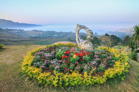 Beautiful park garden in spring の写真素材