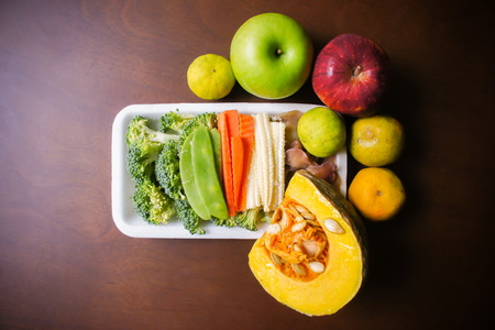 Healthy food background / fruits and vegetablesの写真素材