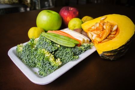 Healthy food background / fruits and vegetablesの写真素材