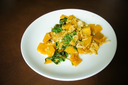 Thai Cuisine and Food, Homemade Stir Fried Pumpkinの写真素材