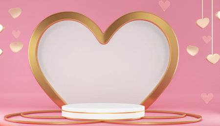 Valentine's day background with golden hearts. 3d renderingの素材