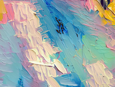Painting close up texture background with  blue, pink, yellow, orange, purple colorsの素材