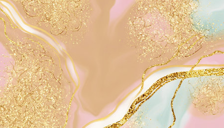 Marble abstract background with gold glittering sparkles.の素材