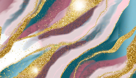 Abstract background with gold glitter and pink marble texture. Vector illustration.の素材