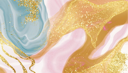 Marble background with gold glitter and sparkles.の素材