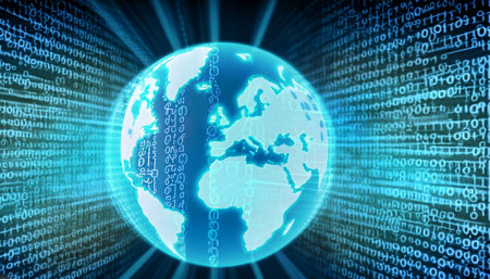 Abstract image on the theme of computers, the Internet and high technology.の素材