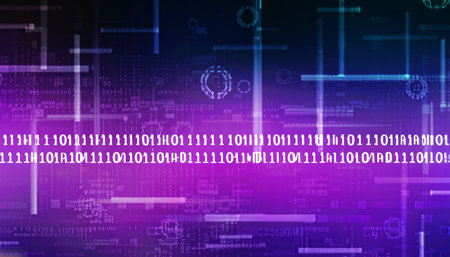 Digital technology background with binary code. 3d rendering. Virtual conceptの素材