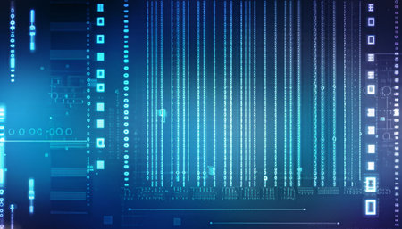 Abstract technology background with binary code. Big data concept. 3D Renderingの素材