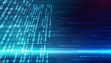 Abstract binary code background. Technology concept. 3D Rendering.の素材