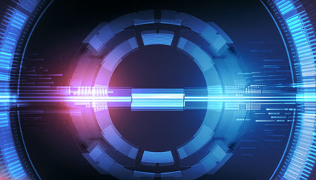 Futuristic technology interface. 3d rendering toned image double exposureの素材