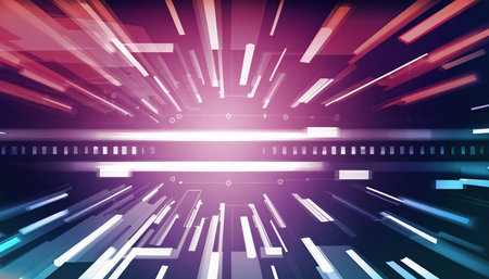 Abstract technology background with glowing lines. Vector illustration. Eps 10.の素材